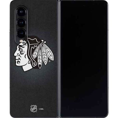NHL Chicago Blackhawks Black Background Galaxy Z Fold4 5G Skin
