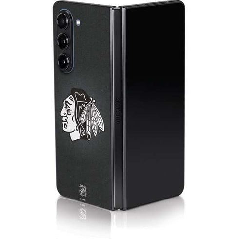 NHL Chicago Blackhawks Black Background Galaxy Z Fold5 5G Skin