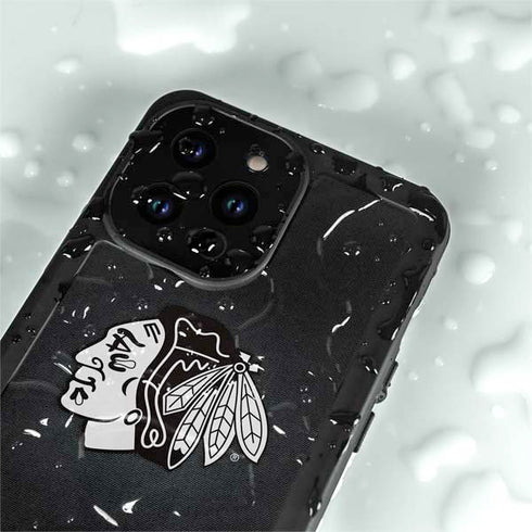NHL Chicago Blackhawks Black Background iPhone 14 Pro Waterproof Case