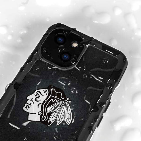 NHL Chicago Blackhawks Black Background iPhone 15 Plus Waterproof Case