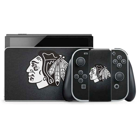 NHL Chicago Blackhawks Black Background Nintendo Switch OLED (2021) Skin