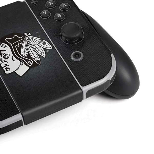 NHL Chicago Blackhawks Black Background Nintendo Switch OLED (2021) Skin