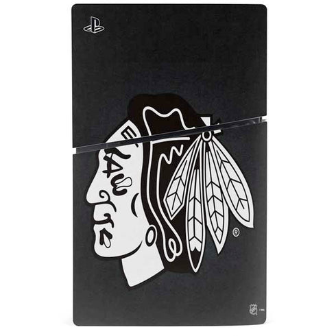 NHL Chicago Blackhawks Black Background PS5 Slim Disk Console Skin