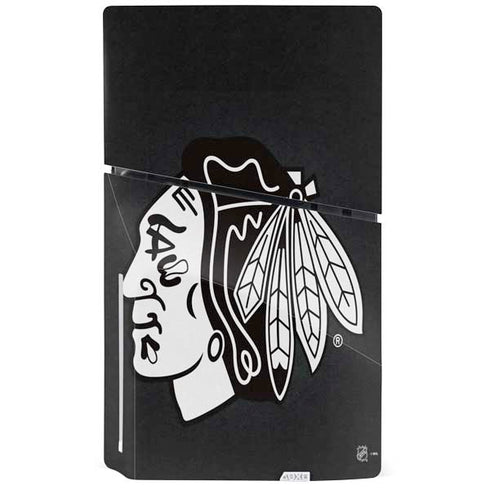 NHL Chicago Blackhawks Black Background PS5 Slim Disk Console Skin