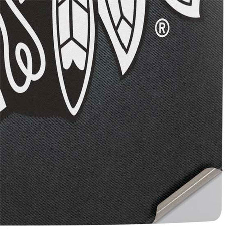 NHL Chicago Blackhawks Black Background PS5 Slim Disk Console Skin