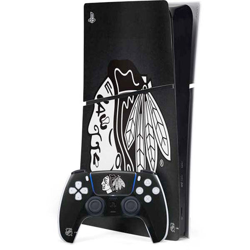 NHL Chicago Blackhawks Black Background PS5 Slim Digital Edition Bundle Skin