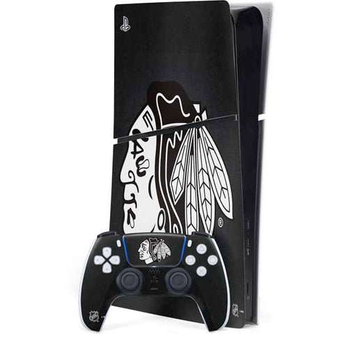 NHL Chicago Blackhawks Black Background PS5 Slim Digital Edition Console Skin