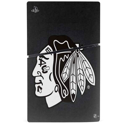 NHL Chicago Blackhawks Black Background PS5 Slim Digital Edition Console Skin