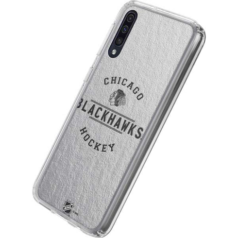 NHL Chicago Blackhawks Black Text Galaxy A50 Clear Case