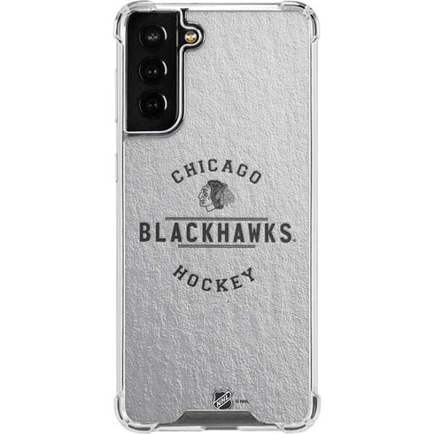 NHL Chicago Blackhawks Black Text Galaxy S21 FE Clear Case