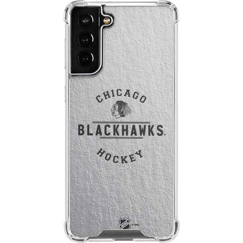 NHL Chicago Blackhawks Black Text Galaxy S22 Plus Clear Case