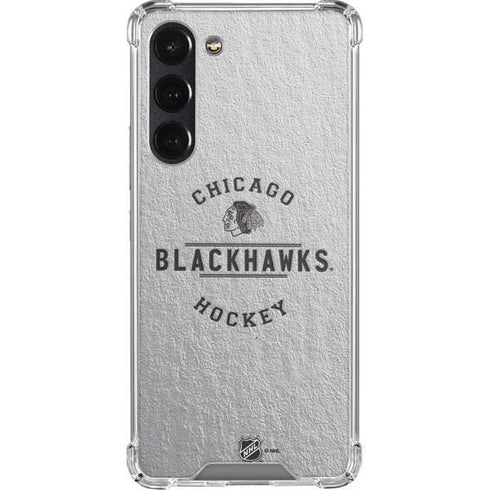NHL Chicago Blackhawks Black Text Galaxy S23 Plus Clear Case