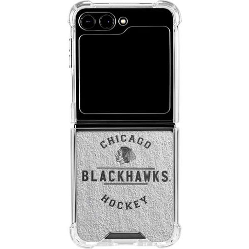 NHL Chicago Blackhawks Black Text Galaxy Z Flip5 5G Clear Case