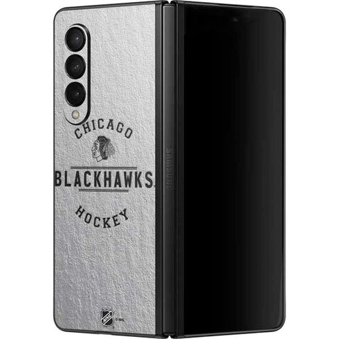NHL Chicago Blackhawks Black Text Galaxy Z Fold3 5G Skin