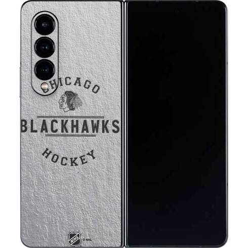 NHL Chicago Blackhawks Black Text Galaxy Z Fold4 5G Skin