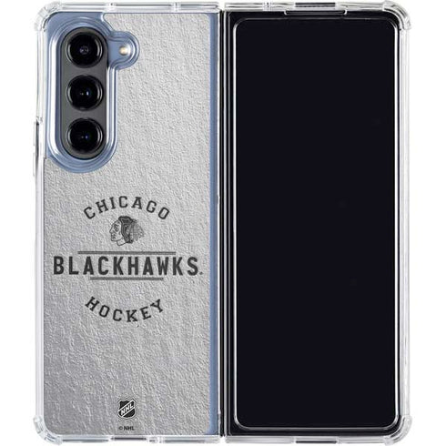 NHL Chicago Blackhawks Black Text Galaxy Z Fold5 5G Clear Case