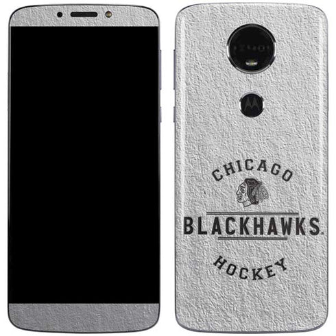 NHL Chicago Blackhawks Black Text Moto E5 Plus Skin