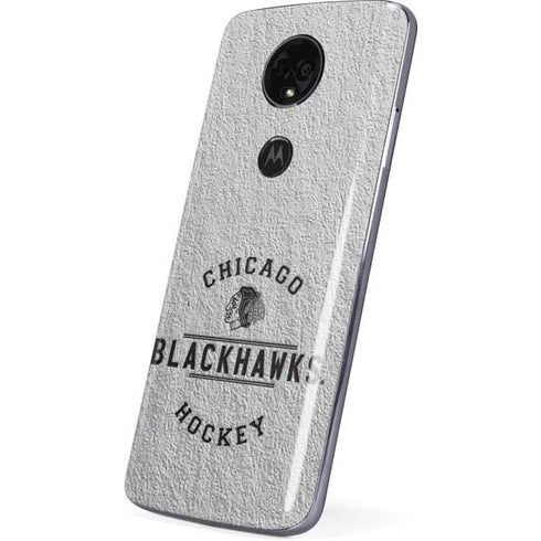 NHL Chicago Blackhawks Black Text Moto E5 Plus Skin