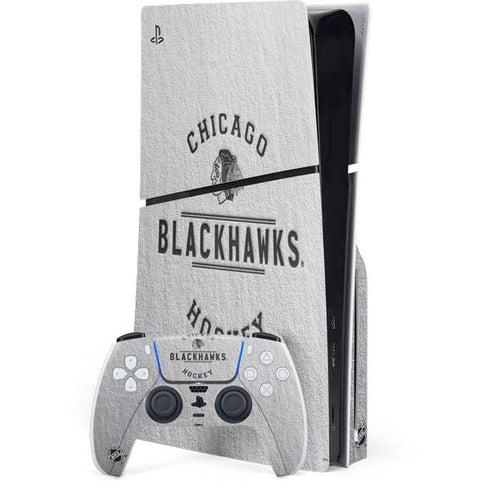 NHL Chicago Blackhawks Black Text PS5 Slim Disk Bundle Skin
