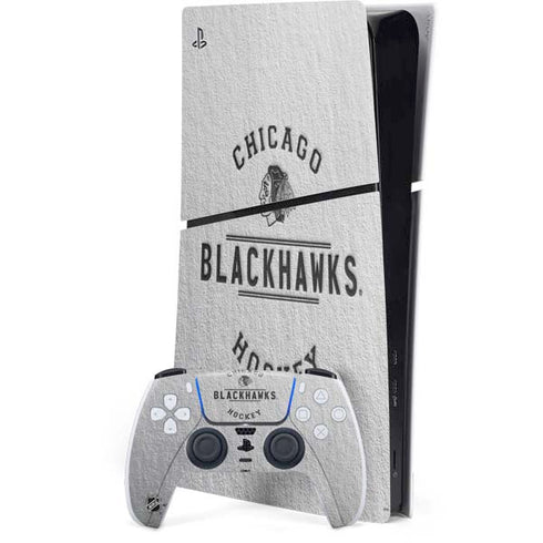 NHL Chicago Blackhawks Black Text PS5 Slim Digital Edition Console Skin
