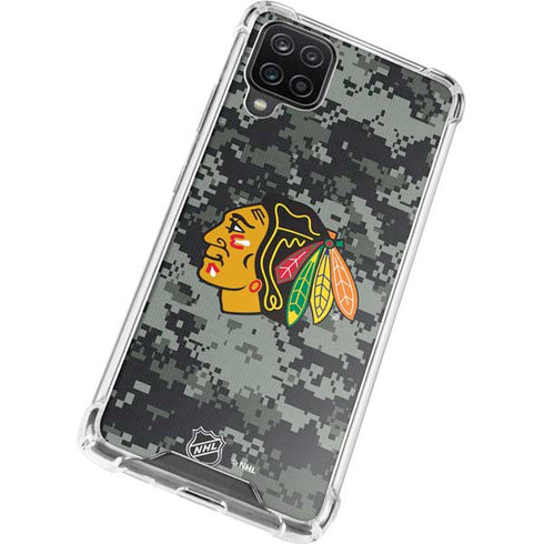 NHL Chicago Blackhawks Camo Galaxy A12 Clear Case
