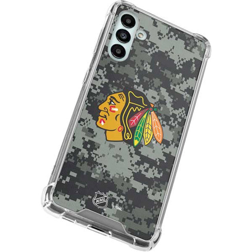 NHL Chicago Blackhawks Camo Galaxy A13 5G Clear Case