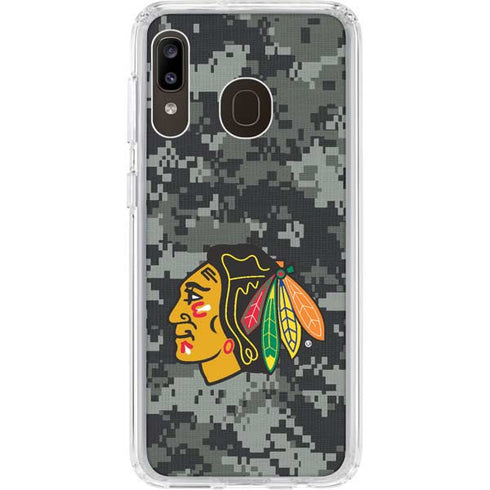 NHL Chicago Blackhawks Camo Galaxy A20 Clear Case