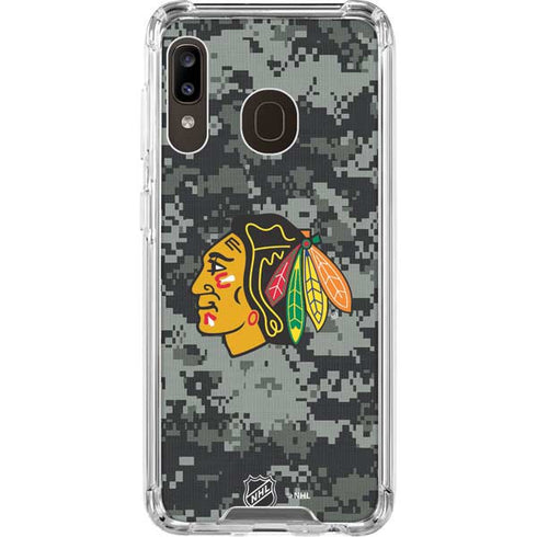 NHL Chicago Blackhawks Camo Galaxy A30 Clear Case