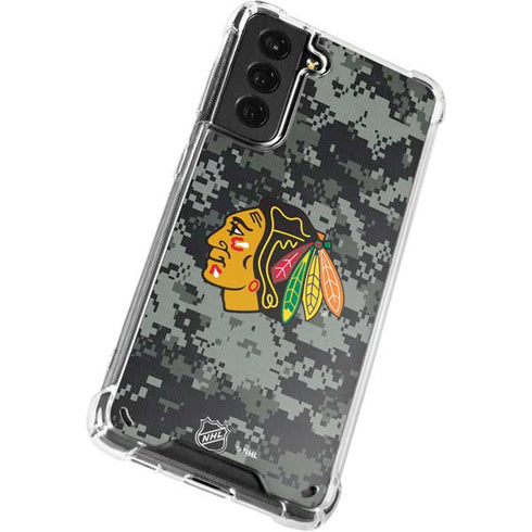 NHL Chicago Blackhawks Camo Galaxy S21 5G Clear Case