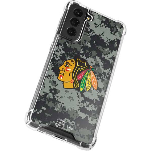 NHL Chicago Blackhawks Camo Galaxy S21 FE Clear Case