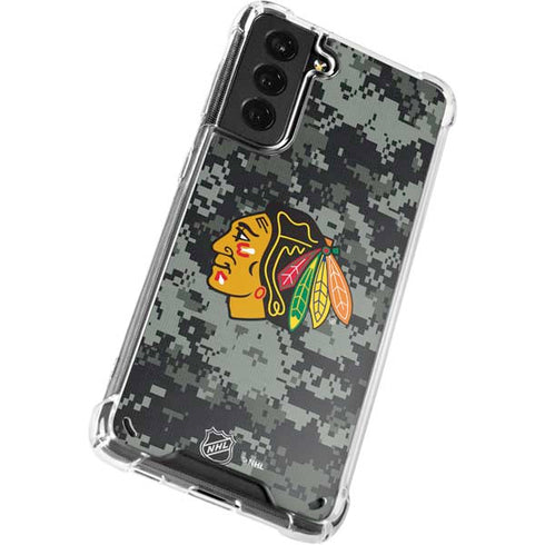 NHL Chicago Blackhawks Camo Galaxy S21 Plus 5G Clear Case