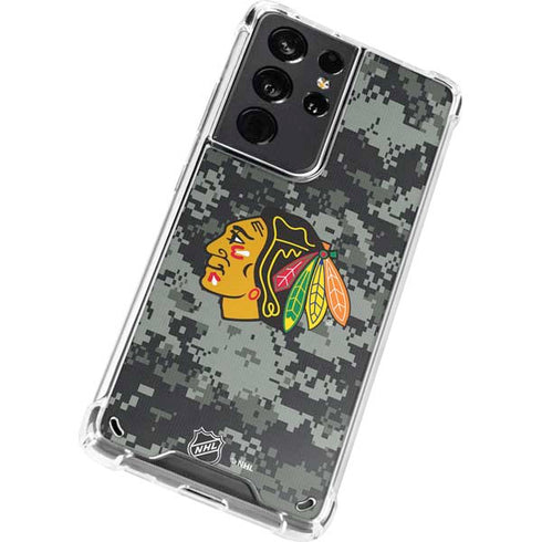 NHL Chicago Blackhawks Camo Galaxy S21 Ultra 5G Clear Case
