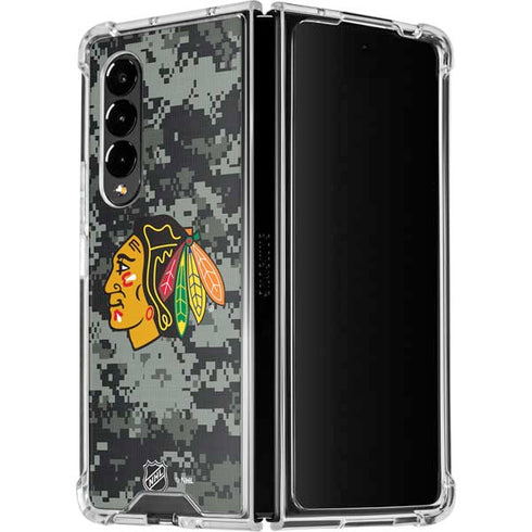NHL Chicago Blackhawks Camo Galaxy Z Fold4 5G Clear Case