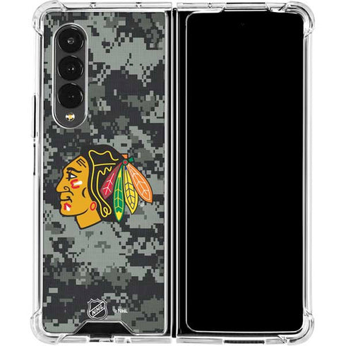 NHL Chicago Blackhawks Camo Galaxy Z Fold4 5G Clear Case