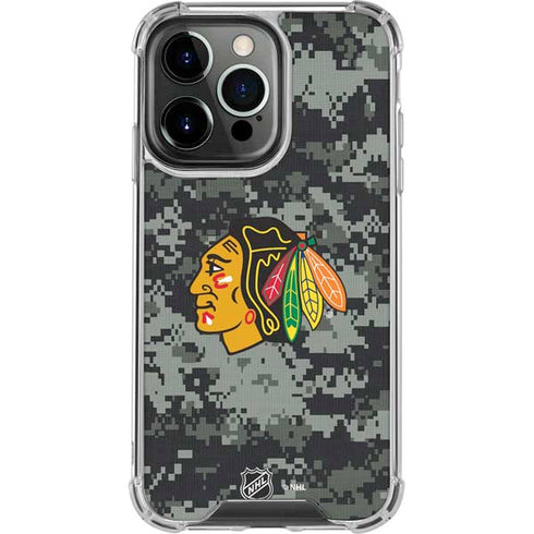 NHL Chicago Blackhawks Camo iPhone 15 Pro Clear Case