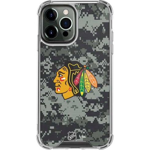 NHL Chicago Blackhawks Camo iPhone 14 Pro Max Clear Case