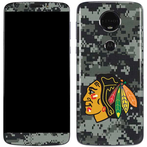 NHL Chicago Blackhawks Camo Moto E5 Plus Skin