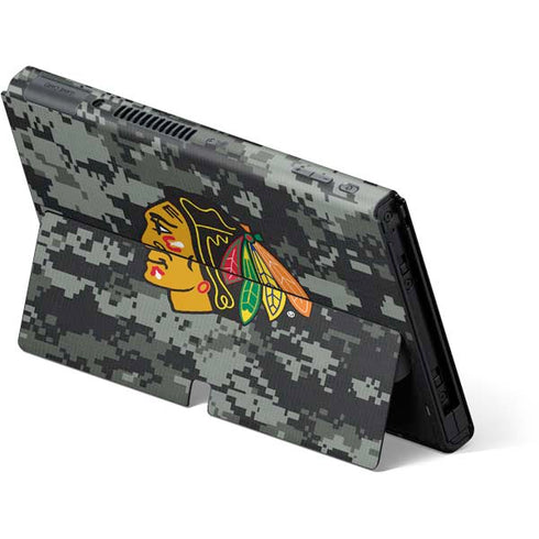 NHL Chicago Blackhawks Camo Nintendo Switch OLED (2021) Skin