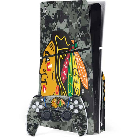 NHL Chicago Blackhawks Camo PS5 Slim Disk Bundle Skin