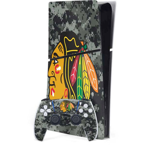 NHL Chicago Blackhawks Camo PS5 Slim Digital Edition Console Skin