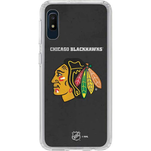 NHL Chicago Blackhawks Distressed Galaxy A10e Clear Case