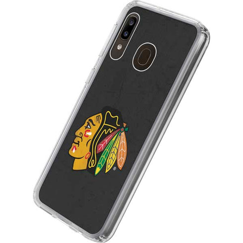 NHL Chicago Blackhawks Distressed Galaxy A20 Clear Case