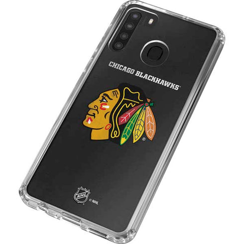 NHL Chicago Blackhawks Distressed Galaxy A21 Clear Case