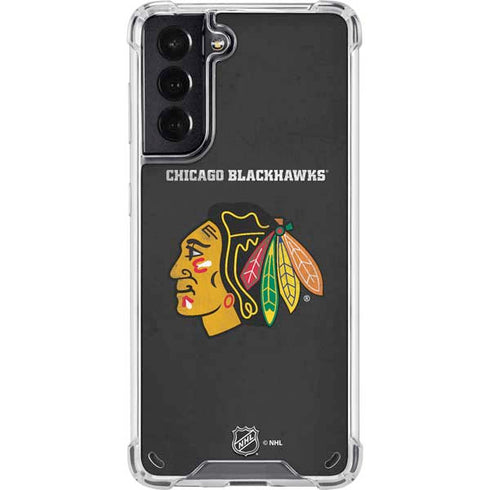 NHL Chicago Blackhawks Distressed Galaxy S21 5G Clear Case