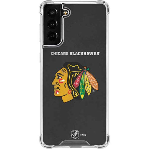 NHL Chicago Blackhawks Distressed Galaxy S21 FE Clear Case