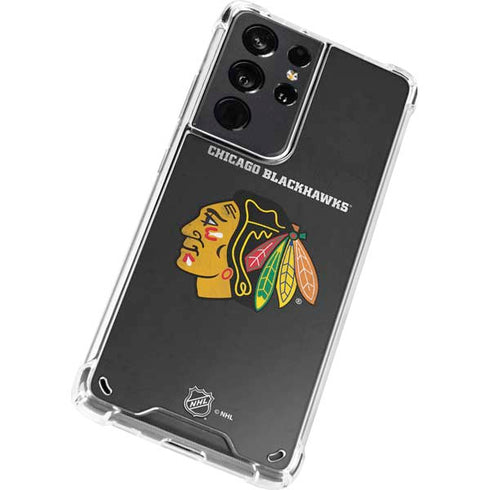 NHL Chicago Blackhawks Distressed Galaxy S21 Ultra 5G Clear Case