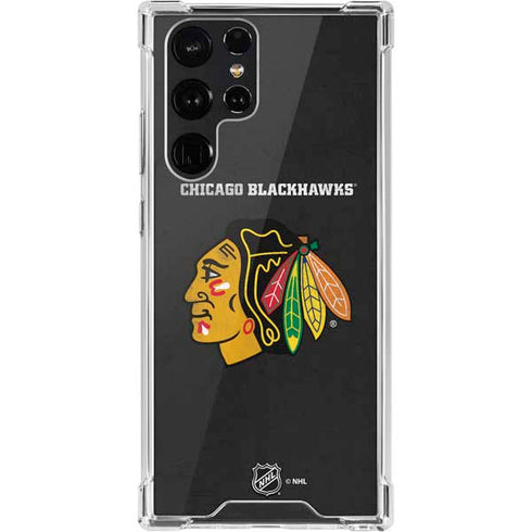 NHL Chicago Blackhawks Distressed Galaxy S22 Ultra Clear Case