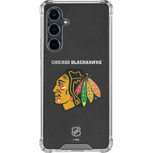 NHL Chicago Blackhawks Distressed Galaxy S23 FE Clear Case