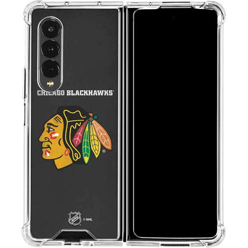 NHL Chicago Blackhawks Distressed Galaxy Z Fold4 5G Clear Case