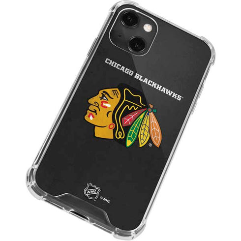 NHL Chicago Blackhawks Distressed iPhone 14 Plus Clear Case